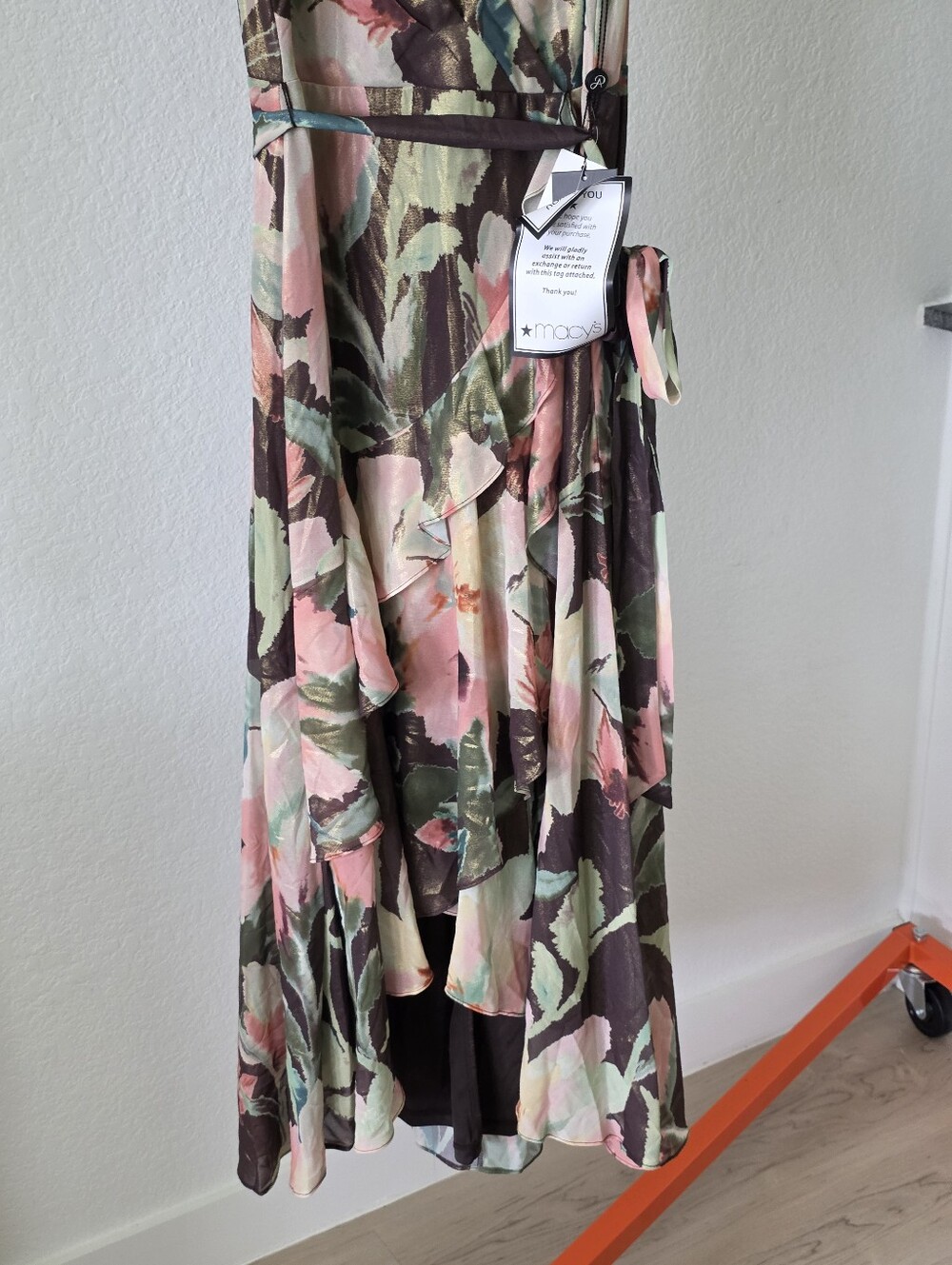 NWT Adrianna Papell Floral Hi Low Midi Dress Size 10 Ruffle Wrap Style $199 - Picture 5 of 11